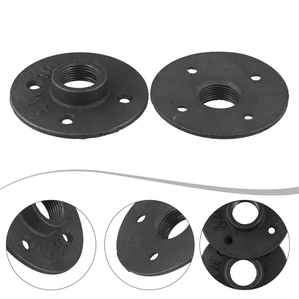 34 Black Iron Pipe Flange 2 Pack with Threaded H for Easy Installation