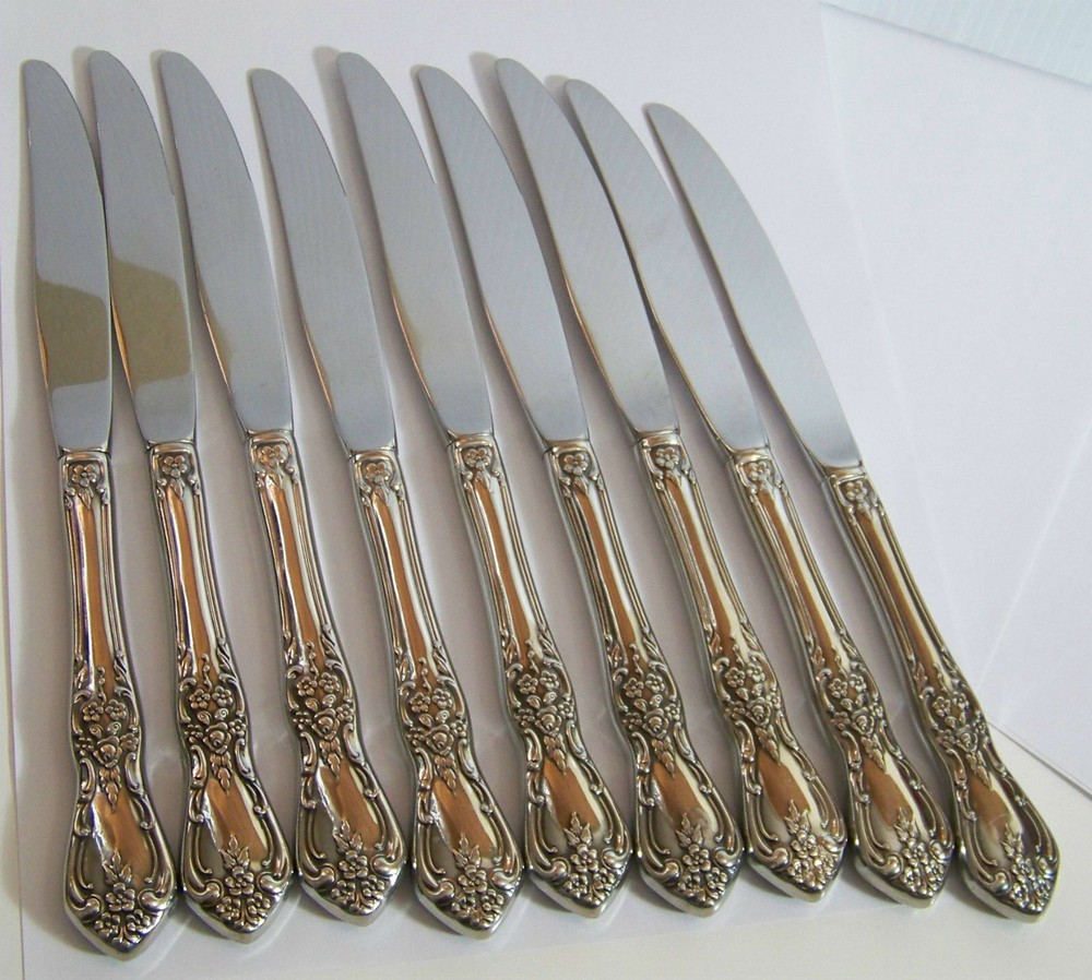 9 Oneida Kennett Square Dinner Knives modern hollow