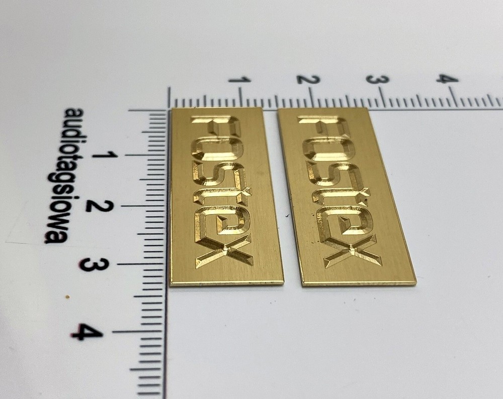 Fostex Speaker Grill Badges Custom Made Engraved Polished Solid Brass PAIR