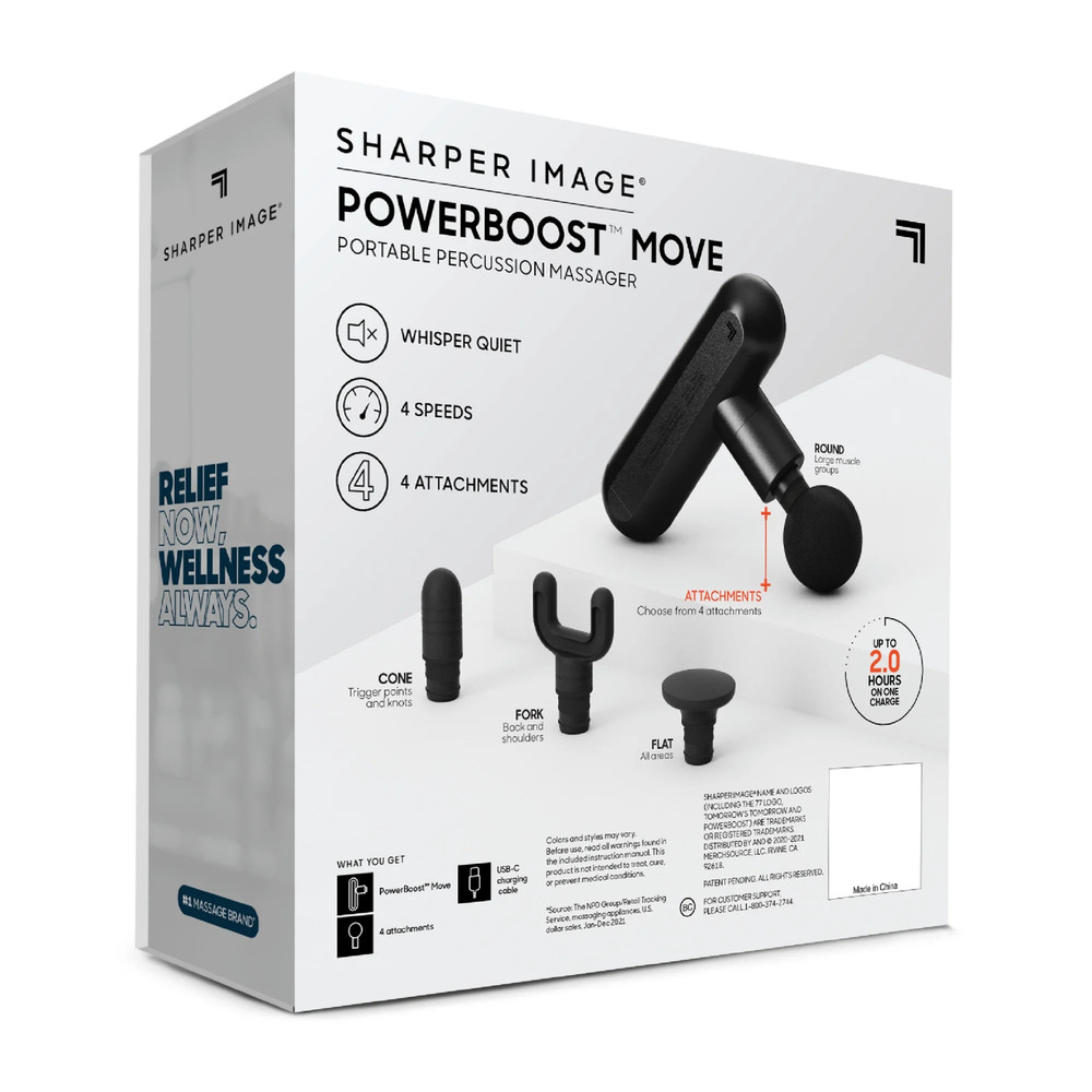 Sharper Image 1017214 Powerboost Move Deep Tissue Portable Percussion Massager,
