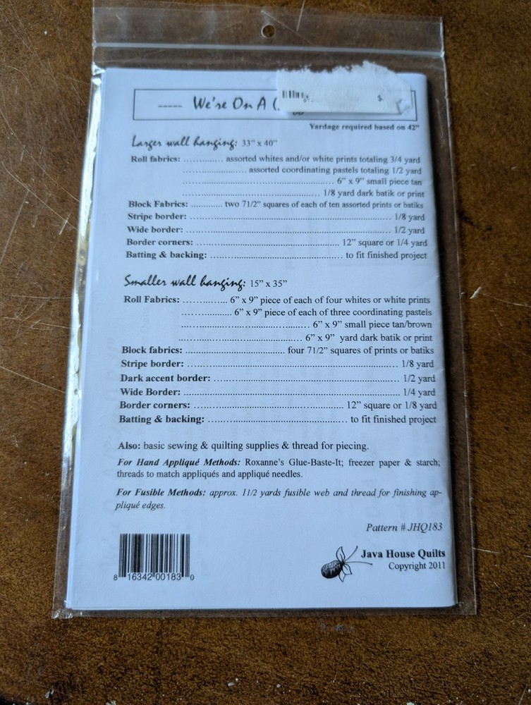 We’re On A Bigger Roll Wall Hangings Java House Quilts #183 Pattern Uncut