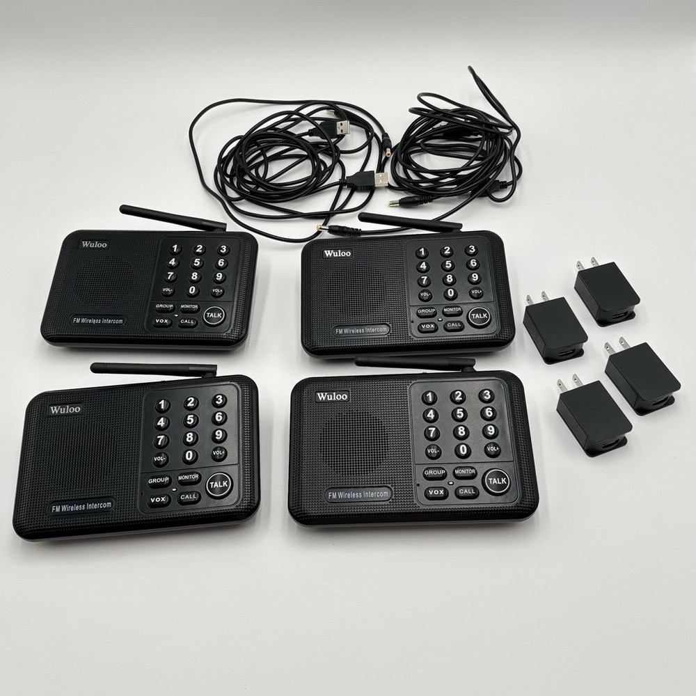 Wuloo Wireless Intercom System for Home 10 Channel 3 Code 1 Mile Range - 4 Sets