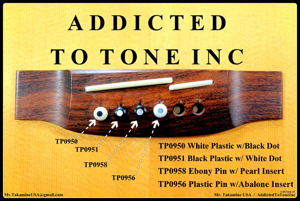 CUSTOM ORDER part request for / Takamine Bridge Pins / TP0950 Beige w/ Black Dot