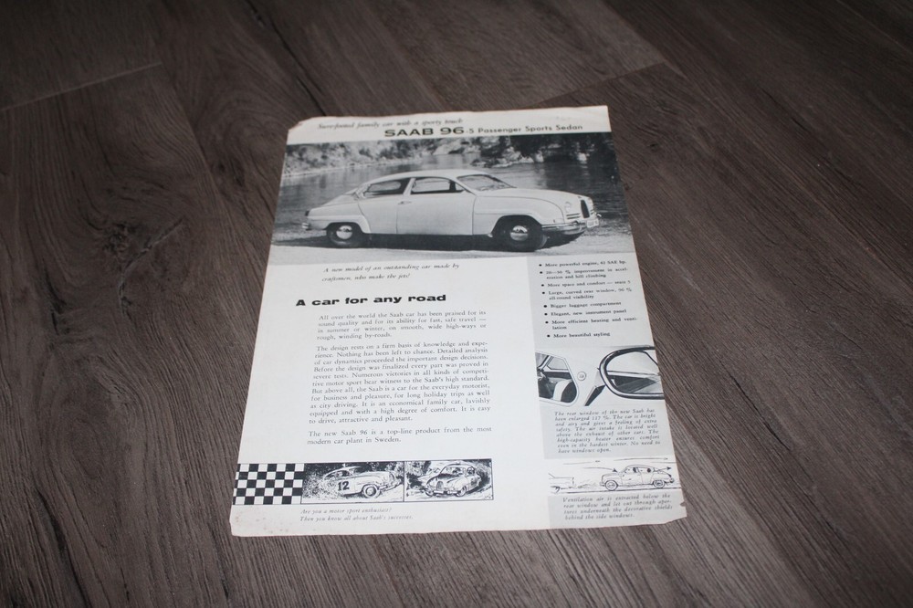 1966 Saab 96 single sheet sales brochure