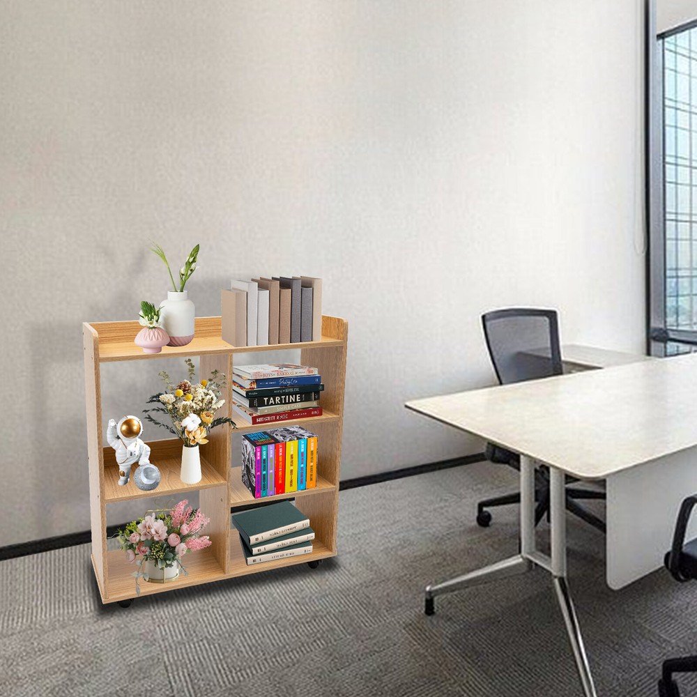 Filing Cabinet, Storage Shelf, Mobile Printer Stand Rubberwood