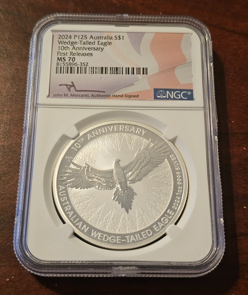 2024 P $1 WEDGE TAILED SILVER EAGLE NGC MS70 JOHN MERCANTI SIGNED First Release
