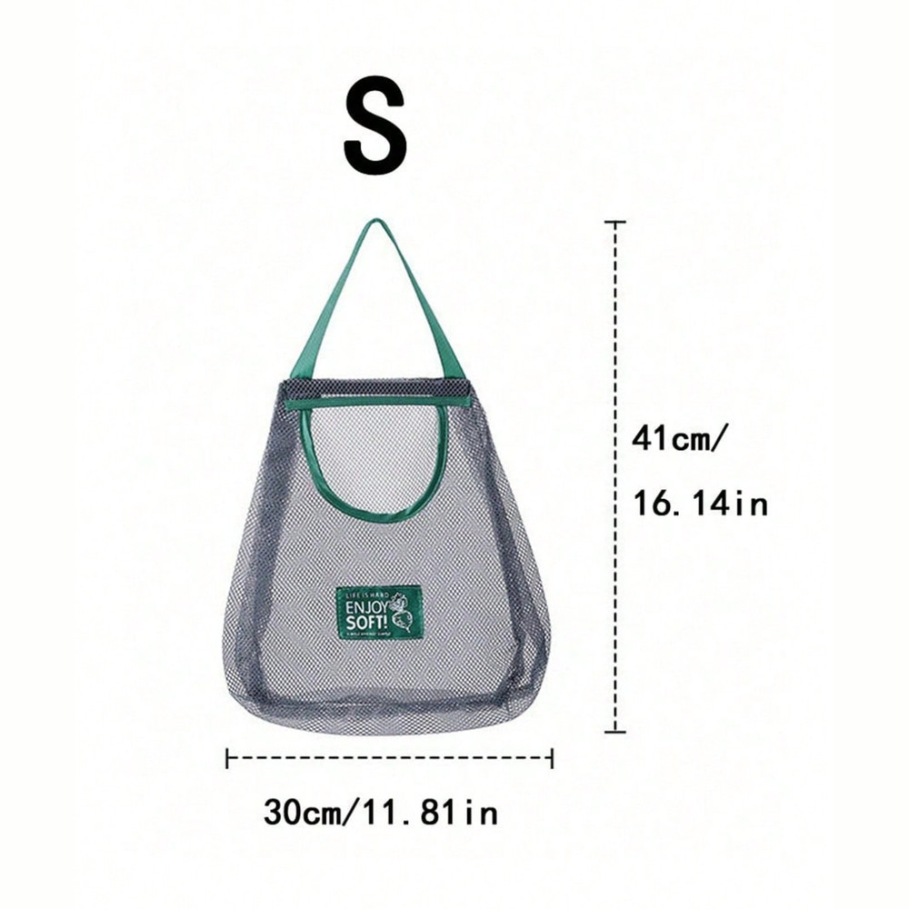 1pc Hanging Mesh Storage Bag Large Capacity Double Layer Reusable Wall Mount Bag
