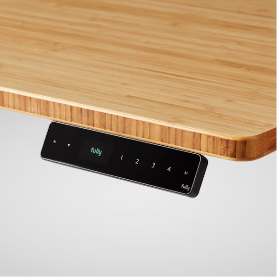 Jarvis Bamboo Standing Desk - Rectangle, Silver Base frame with no Grommet