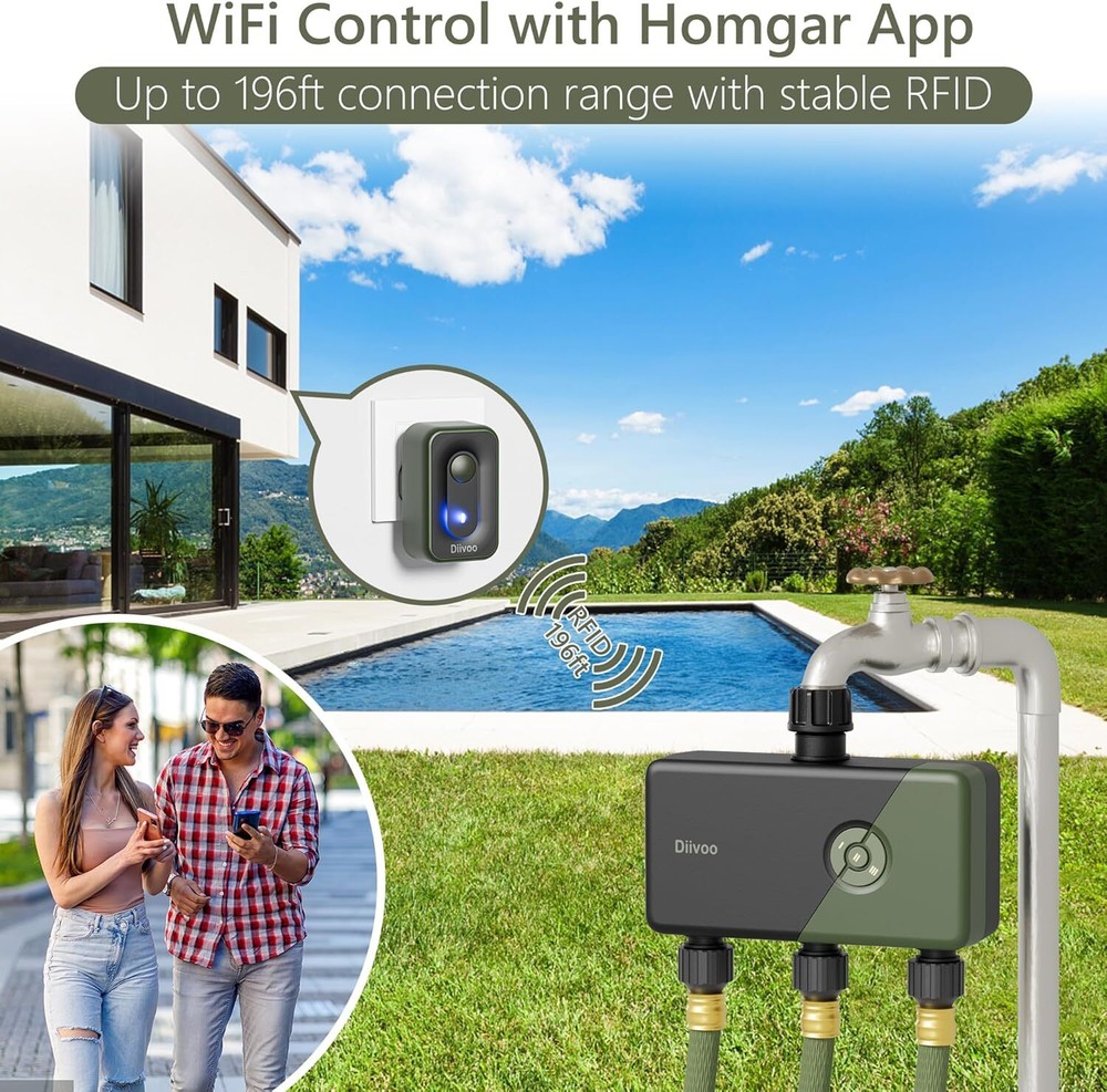 Smart Sprinkler Timer Outdoor Watering Timer 3 Zone WiFi Irrigation System