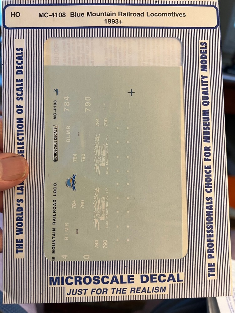 Microscale Decals MC-4108 Blue Mountain Railroad Locos 1993