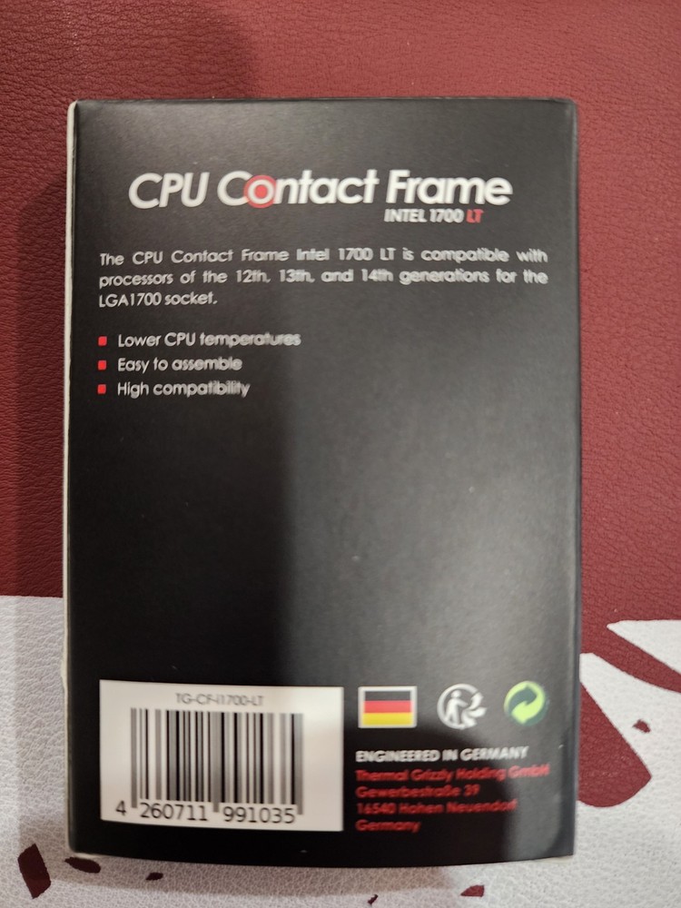 Thermal Grizzly CPU Contact Frame Intel 1700 LT