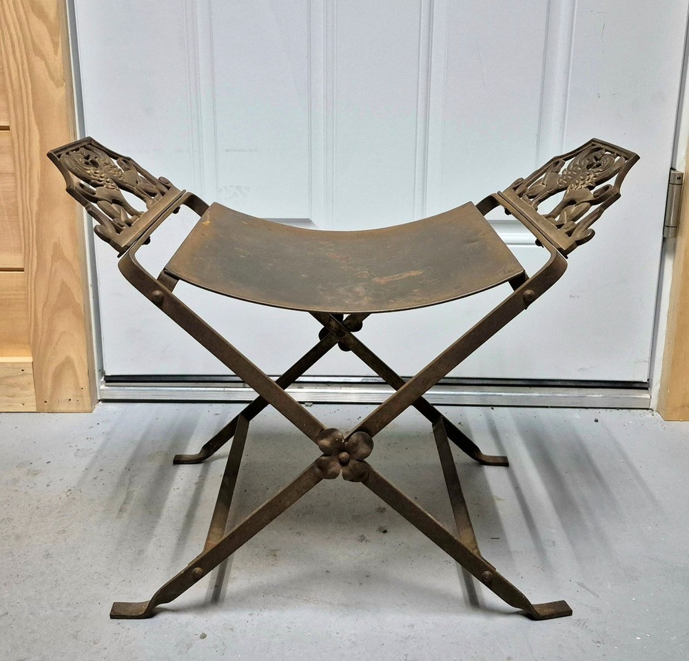ANTIQUE CAST IRON GRIFFIN STOOL / BENCH