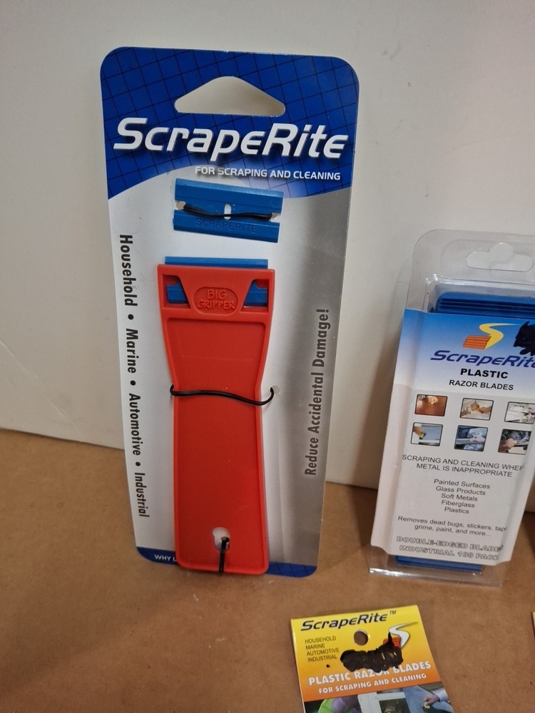 100 Pk ScrapeRite Tough Scraper Blade Big & Lil Gripper Plastic Razor Blades