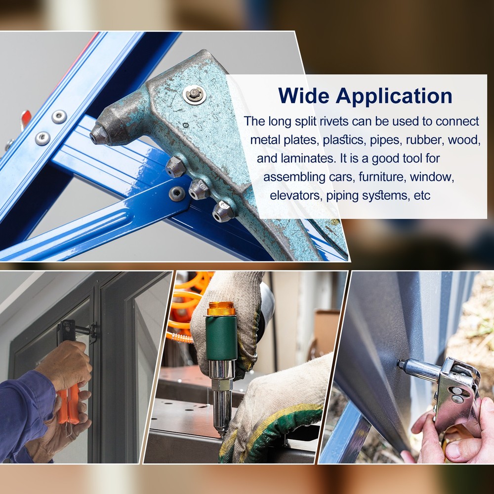 50Pcs 5/32"x3/8" Aluminum Blind Rivets, Countersunk Head Split Rivets, Black