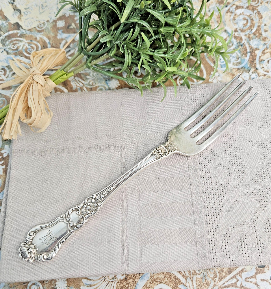Vintage Gorham Baronial Out Monogram 1898 Fork Sterling Silver 925 Flatware 7"