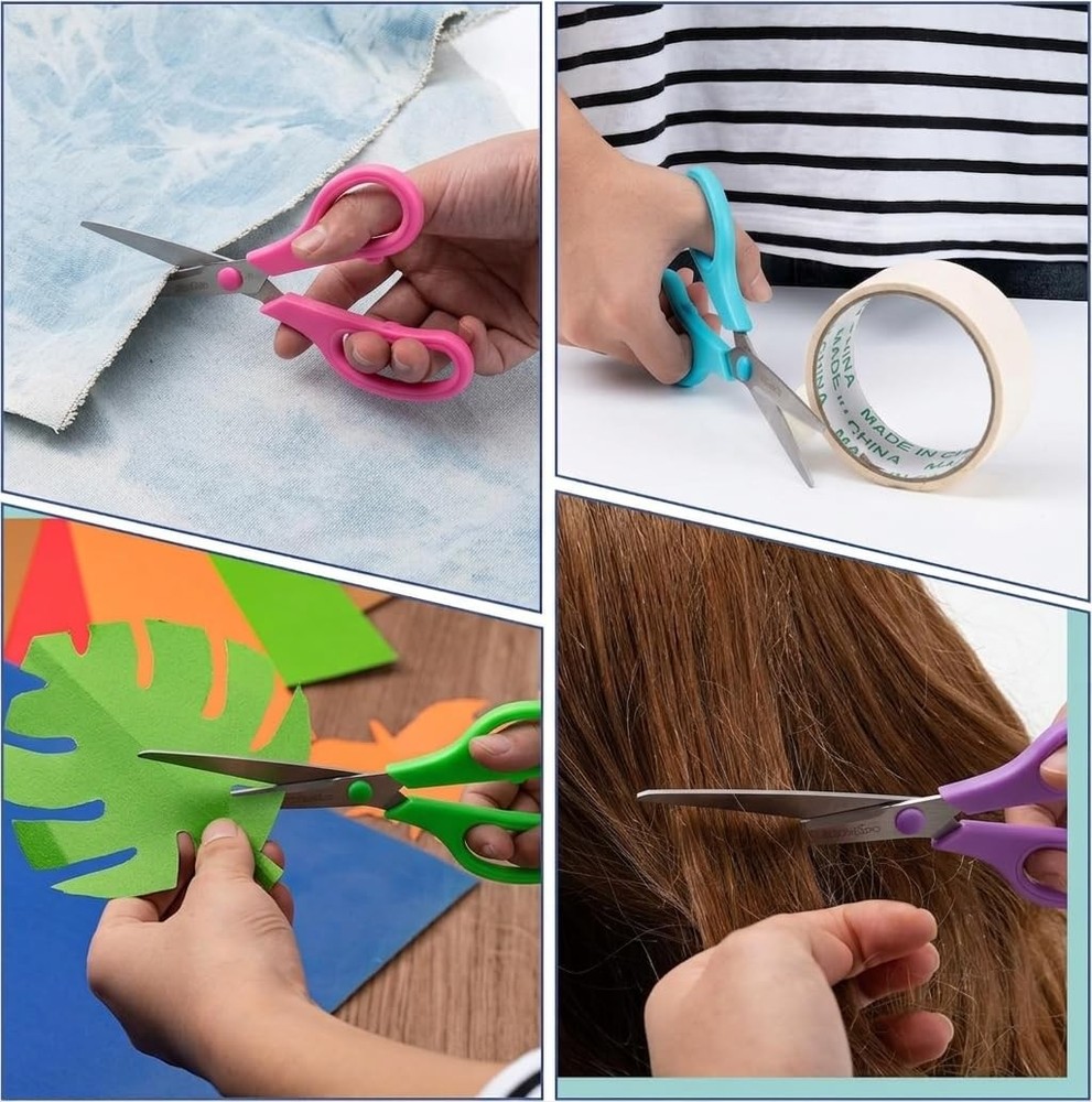 Scissors, BOOMIBOO 8" All Purpose 6 Pack ComfortGrip Scissors for Office Des...