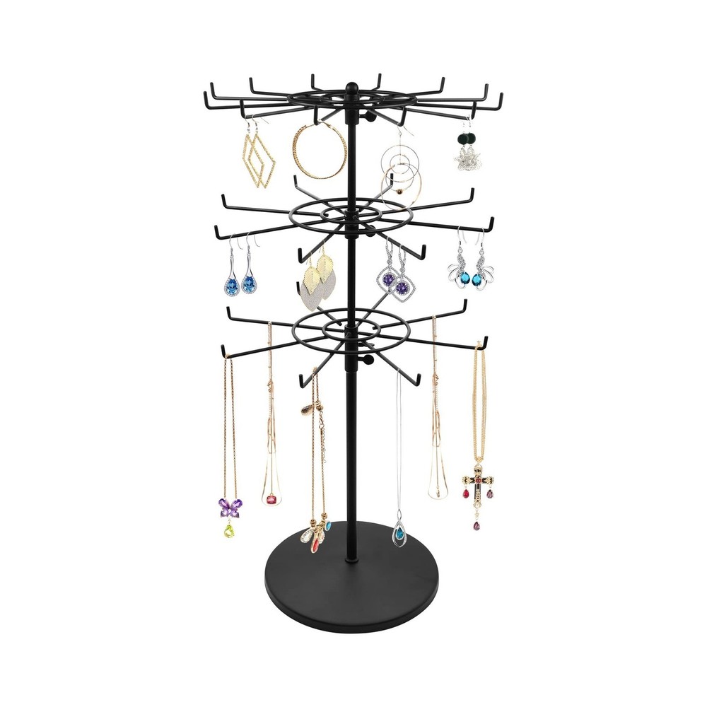 Heavy Duty Adjustable Countertop Spinner Display Stand Black 3-Tier