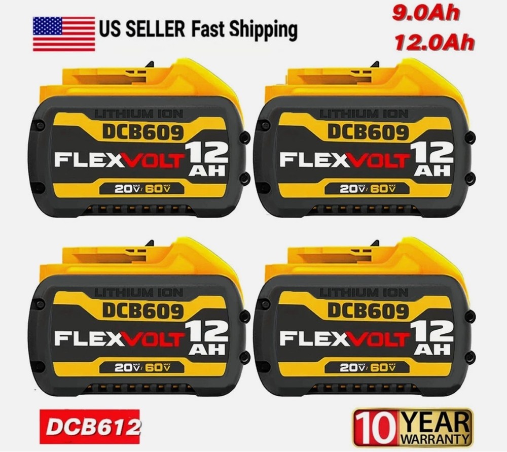4-Pack 12Ah 20V/60V MAX Replacement for DEWALT Battery Lithiumion DCB612 DCB606