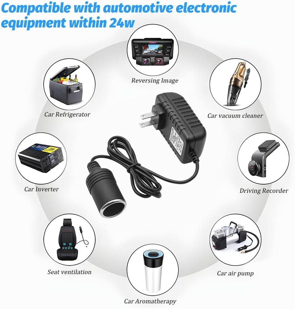 Compact 12V 2A AC/DC Adapter - Safe Conversion for Car Electronics & Appliances