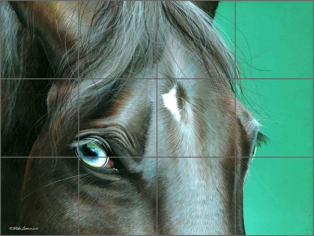 Tile Mural Backsplash Brown Ceramic Horse Equine Art Kitchen Shower Wall MBA027