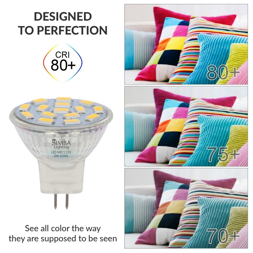 [10 Pack] LED MR11 3W 20W 12V Halogen Replacement GU4 Bi-Pin 5000K Daylight