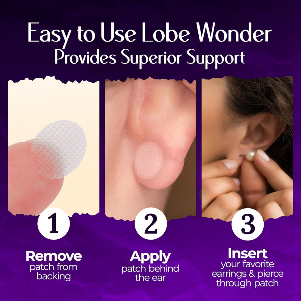 - the ORIGINAL Ear Lobe Support Patch for Pierced Ears - Eliminates the Look of