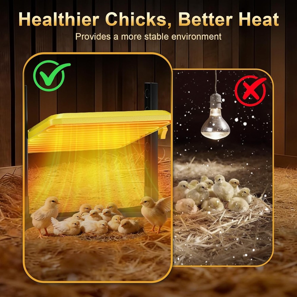 Chick Brooder Heater Plate Adjustable Height Thermostat Chicken Coop Heat Panel