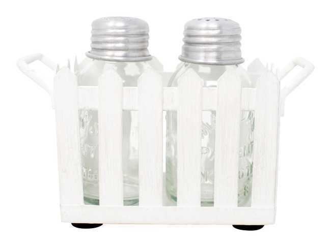 Boston Warehouse Picket Fence Salt & Pepper Set with Holder