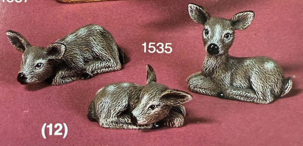 VINTAGE SCIOTO CERAMIC MOLD #S-1535 THREE SMALL FAWNS 2 1/2"