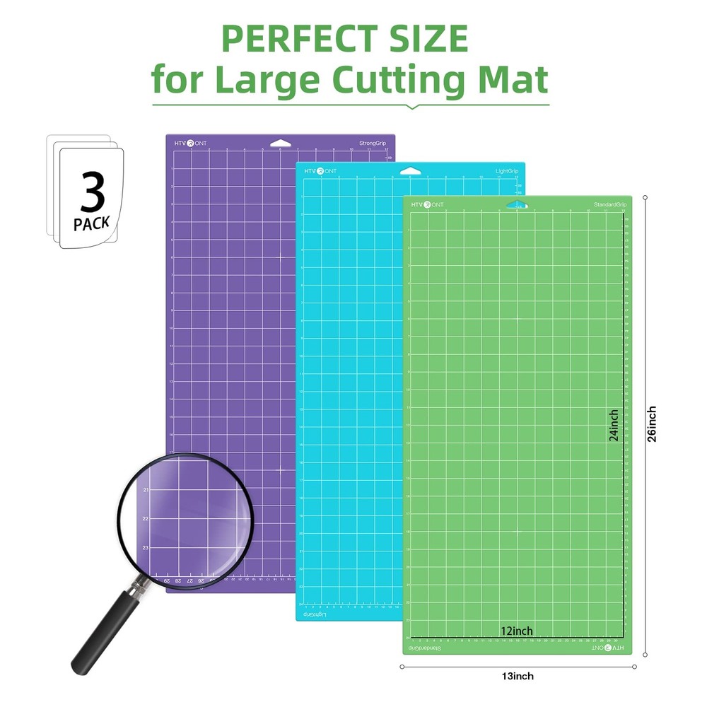 Cutting Mat, 3 Pack Cutting Mat 12x24Standard, Light, StrongGrip Compatible w...