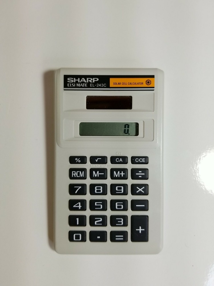 Vintage SHARP ELSI MATE EL-243C Solar Calculator Tested Working Retro Office