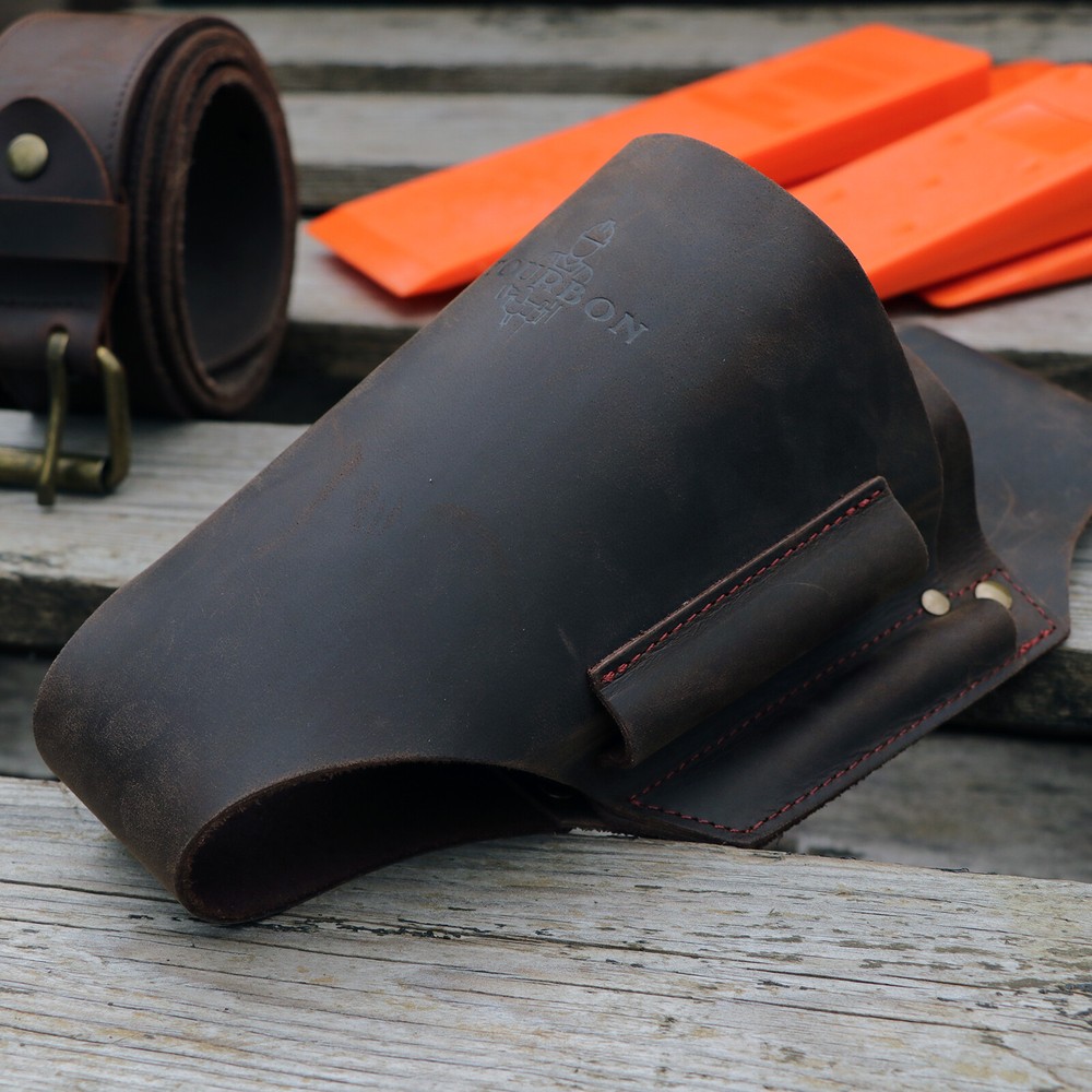 Leather Tool Holder Belt Storage Tree Logger Wedge Holster File Case Bag