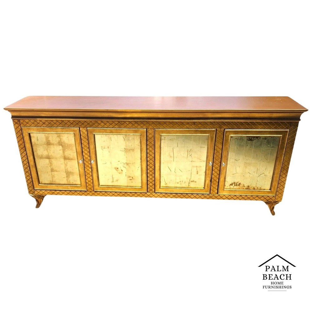 Gilt Gold Leaf Buffet Sideboard Bar Credenza Cabinet Custom Made 95"