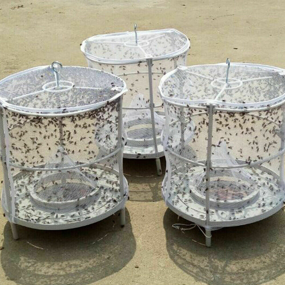 Fly Trap Ranch Reusable Fly Catcher Killer Cage Net Pest Bug Insert Catch US