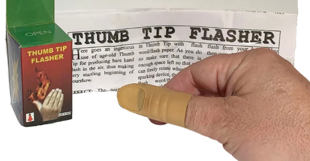 THUMB TIP FLASHER Magic Fire Stage Finger Effects Prop Flint Striker Flash Hand