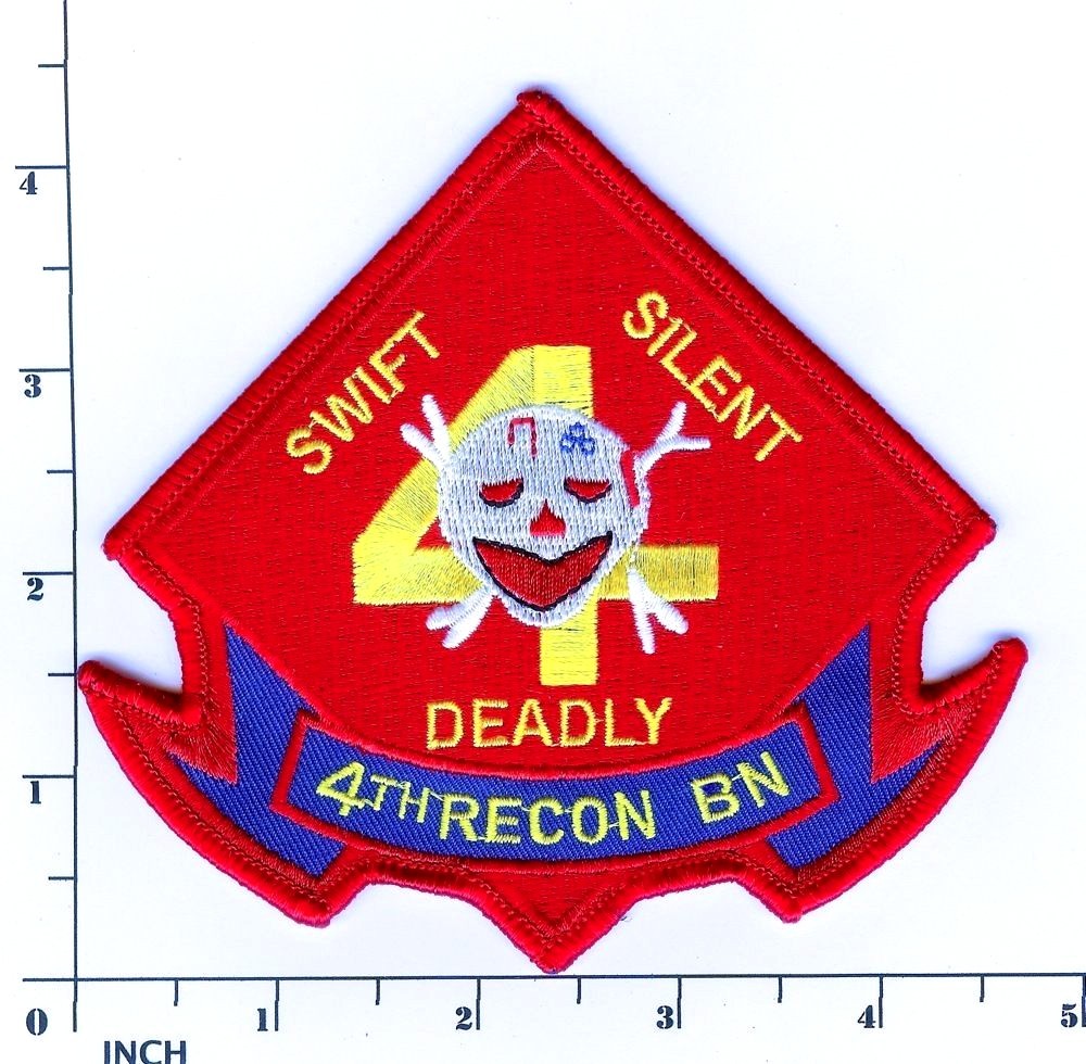 USMC 4th Recon Battalion PATCH Marines ! Diamond SKULL Swift - Silent - Deadly!