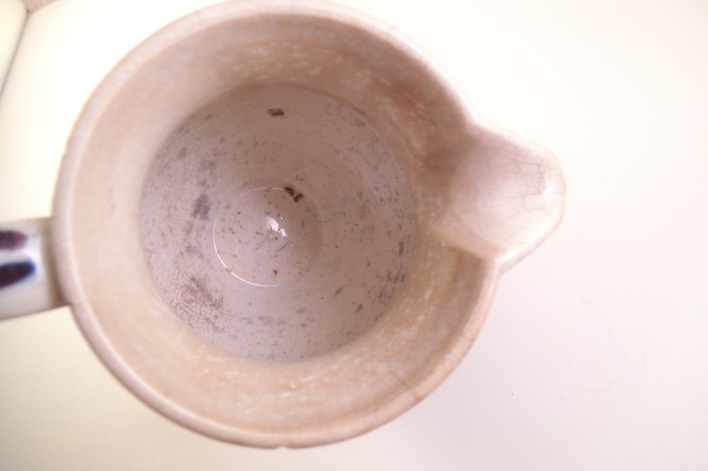 Vintage Unmarked Art Pottery Creamer Pitcher Brown Leaves Leaf Pattern