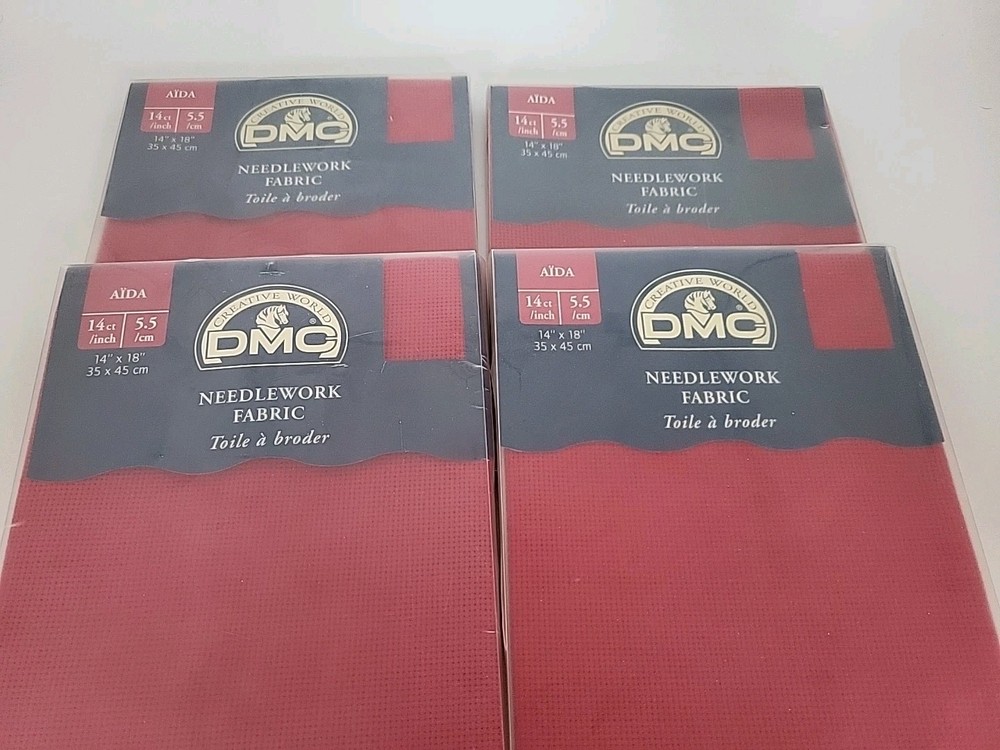 DMC Creative World 14 Count Linen 14"x 18" Red Needlework Fabric~ Cross Stitch