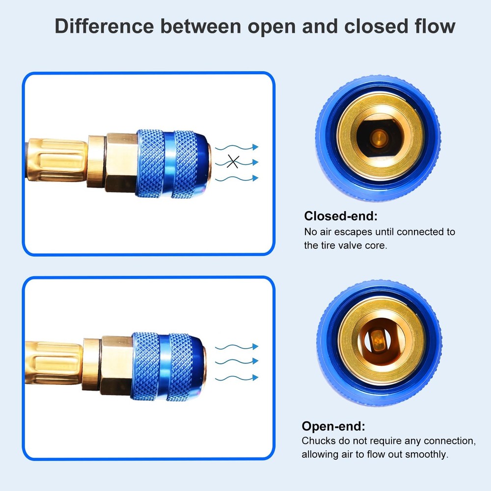 PUIBERS 2PCS Locking Air Chuck,1/4" FNPT Brass Closed Flow, silver