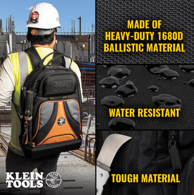 Klein Tools Tradesman Pro Tool Bag Backpack, 39 Pockets, Black, 14-Inch
