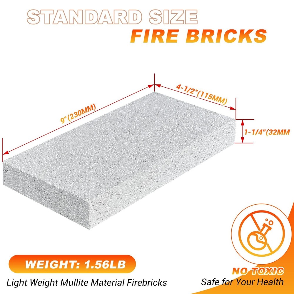 Fire Bricks, WoodStove Firebricks, 2400F Light Weight High Temperature Insula...