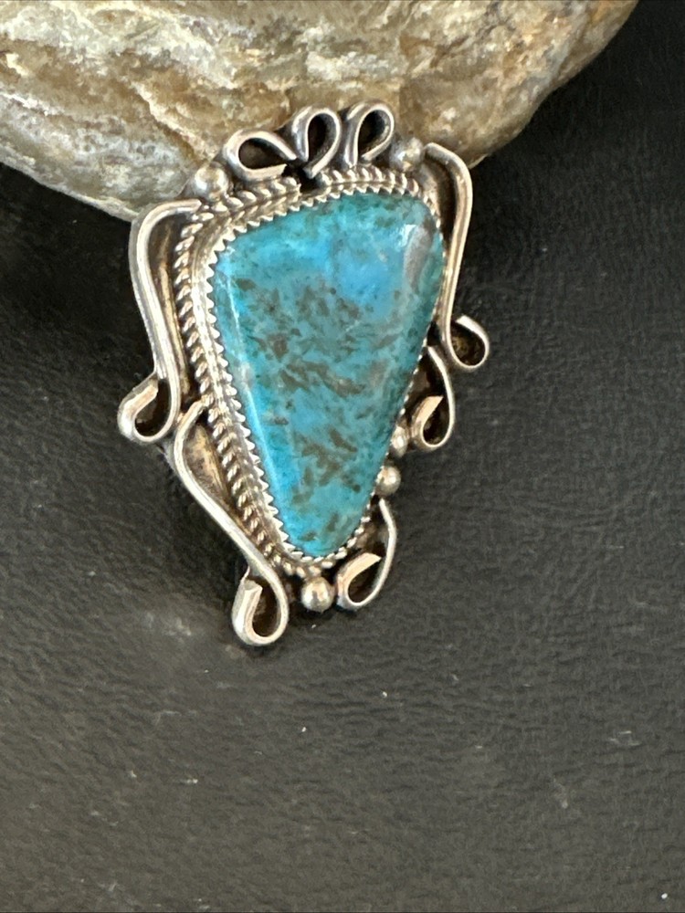 Blue Turquoise Navajo Sterling Silver Ring Size 7 19781