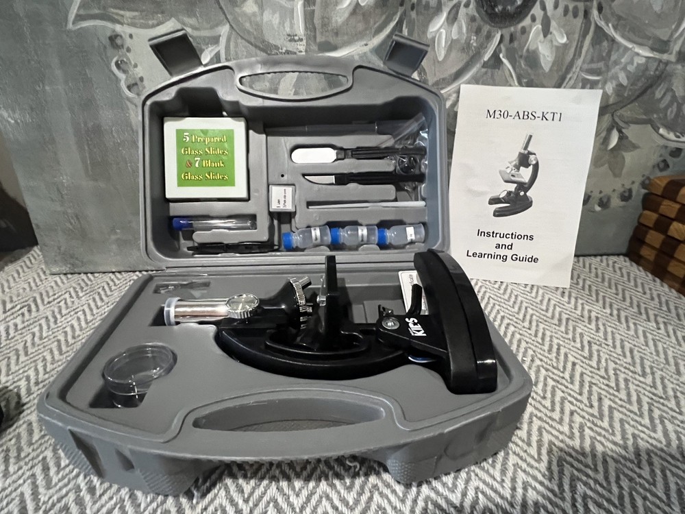 AMSCOPE 48 PIECE 120X - 1200X MICROSCOPE SET FOR KIDS- Never Used!