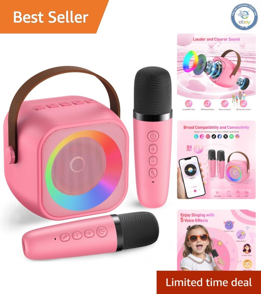 Compact Karaoke System with Wireless Microphones - Endless Entertainment Options