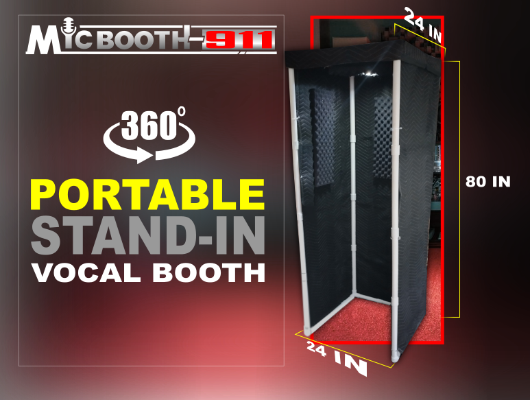 Portable Stand-In Isolation Vocal Booth w/ Light & w/Door Enclosure