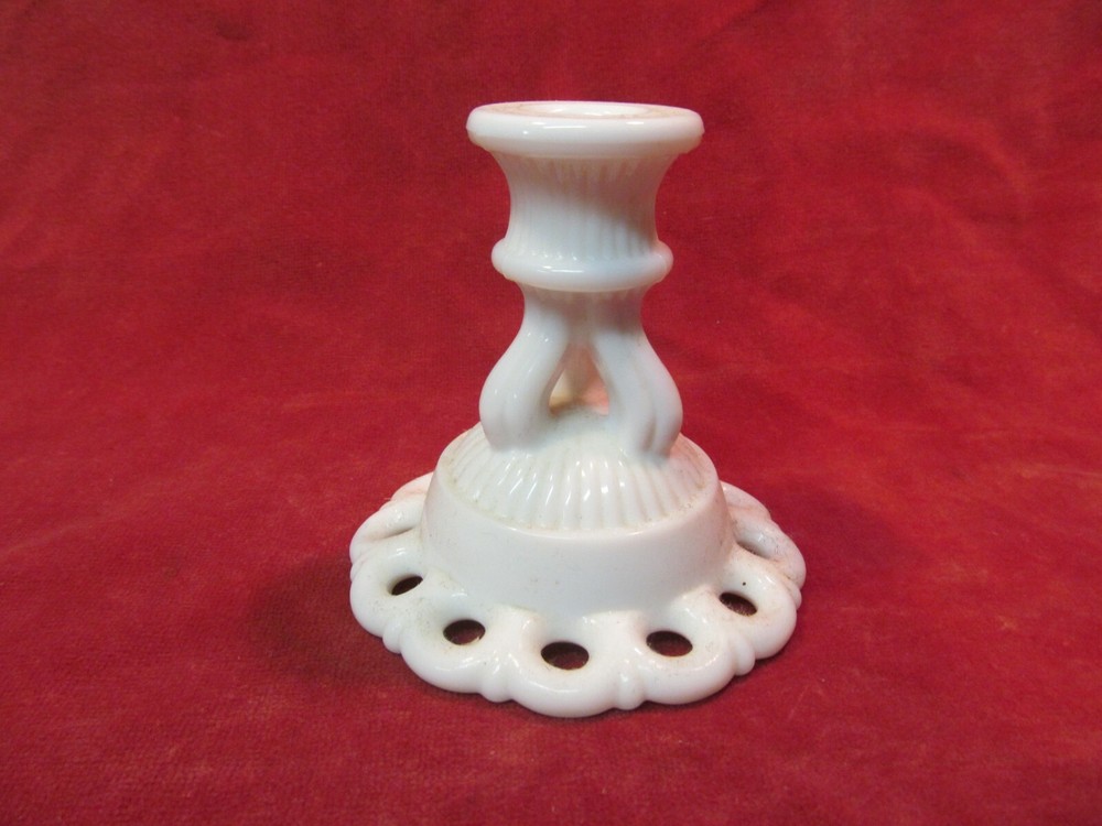 WHITE MILKGLASS PEDESTAL CANDLE HOLDER