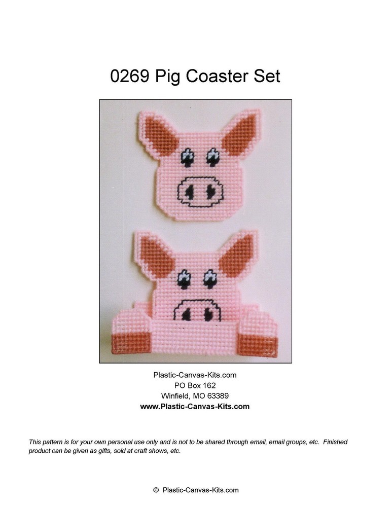 Pig Coaster Set-Plastic Canvas Pattern or Kit
