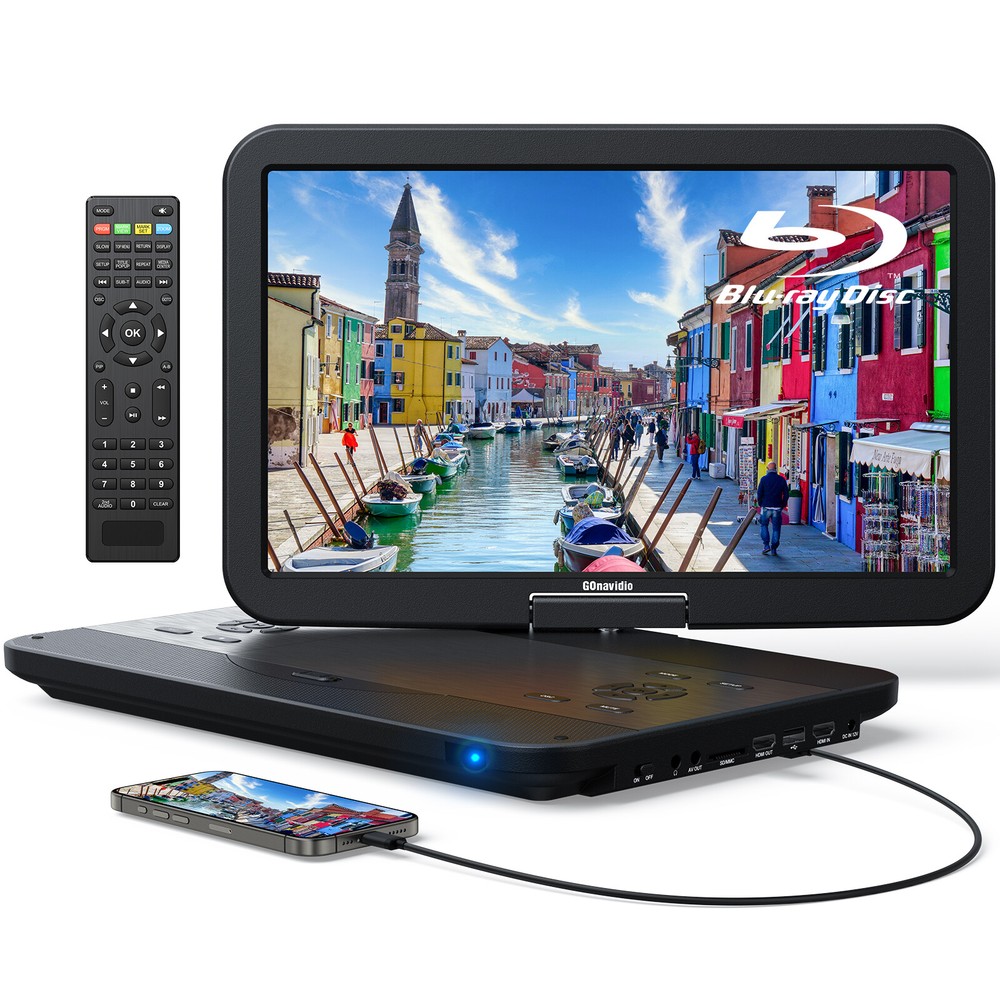 17.6" Portable Blu Ray Player DVD Player with 15.4 Screen HDMI Battery Dolby USB