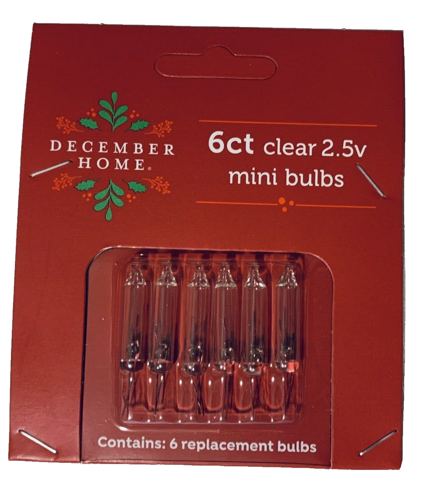 2.5 volt Christmas Light Bulbs Clear Mini for 50 100 Light String 6 pack T5