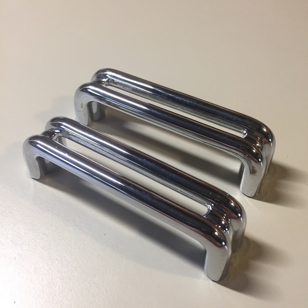 2 Vintage KBC Chrome Split Bar Drawer Pull Mid Century Style Lot M